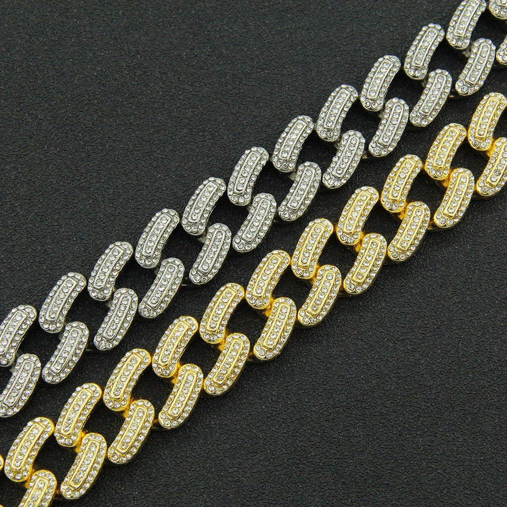 Men's Hiphop Alloy Cuban Chain Necklace With Diamond And Geometric Design - Image 4