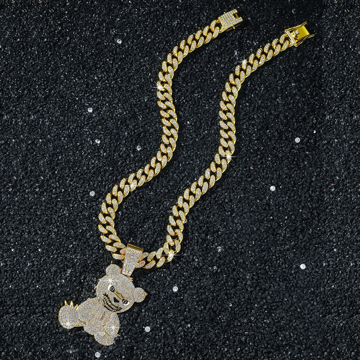 Men's Hiphop Animal Bear Pendant Necklace Zinc Alloy Geometric Electroplating - Image 6