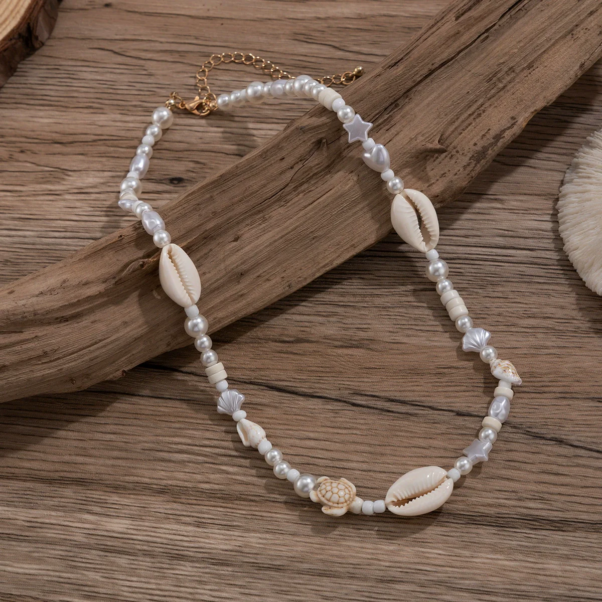Men's Hiphop Imitation Pearl Shell Stitching Handmade Geometric Necklace Jewelry - Image 4