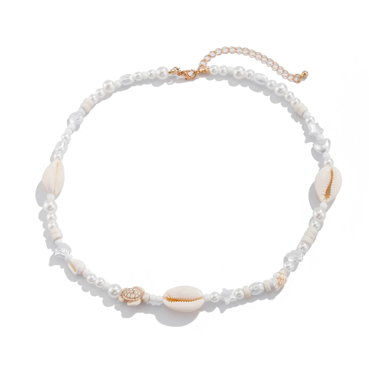 Men's Hiphop Imitation Pearl Shell Stitching Handmade Geometric Necklace Jewelry - Image 5