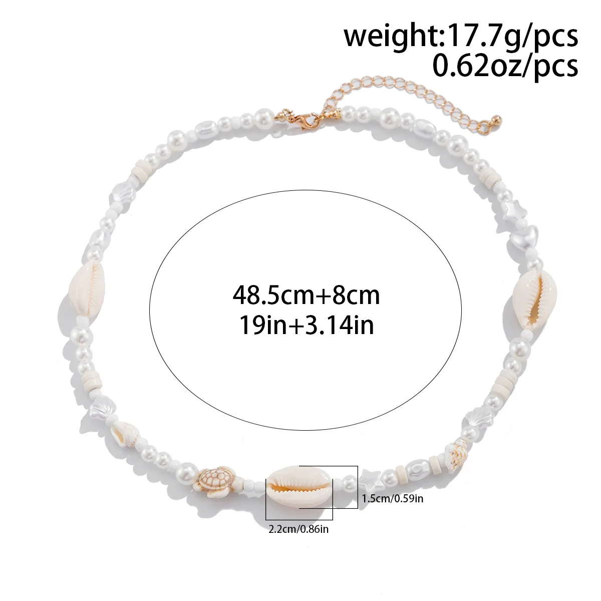 Men's Hiphop Imitation Pearl Shell Stitching Handmade Geometric Necklace Jewelry - Image 6