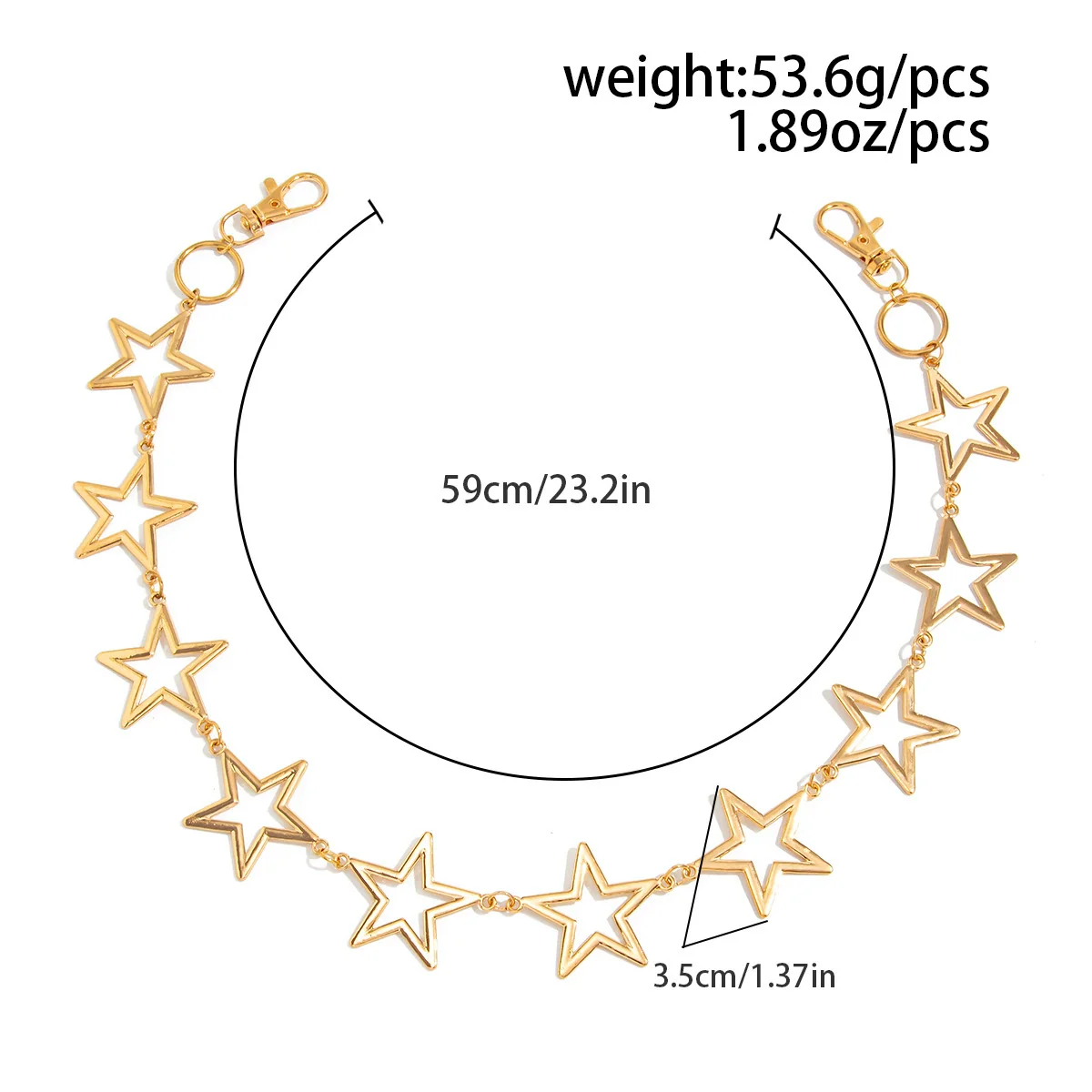 Men's Hiphop Metal Fivepointed Star Pants Pendant Waist Chain - Image 6