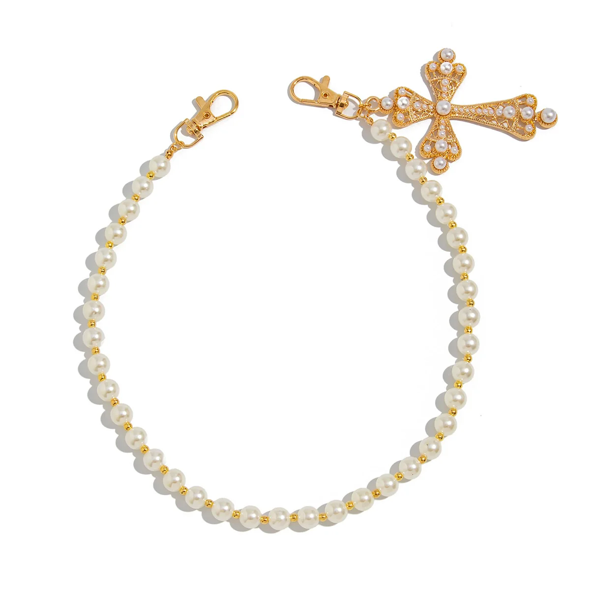 Men's Hiphop Metal Pearl Pants Chain With Cross Pendant Accessories - Image 5