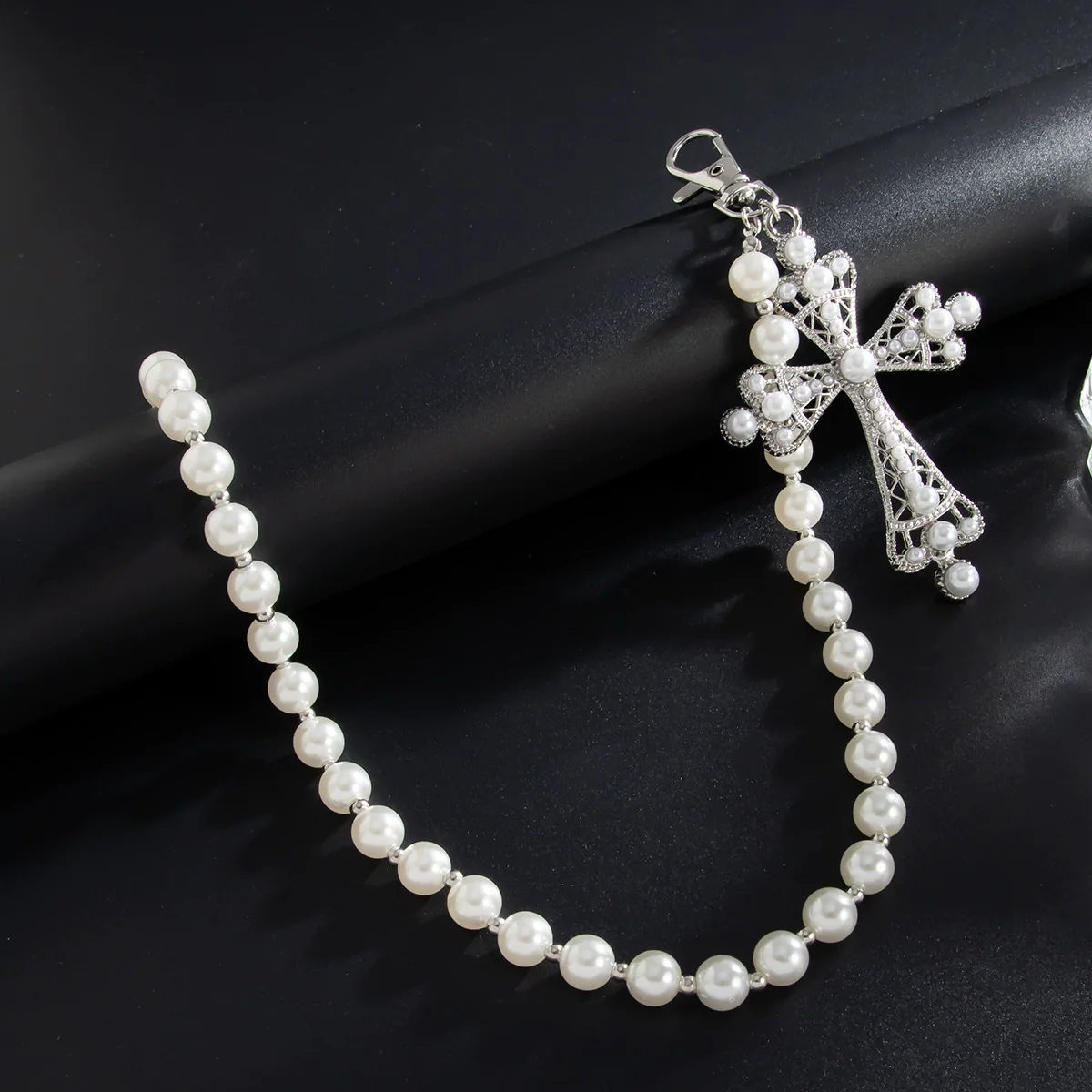Men's Hiphop Metal Pearl Pants Chain With Cross Pendant Accessories - Image 7