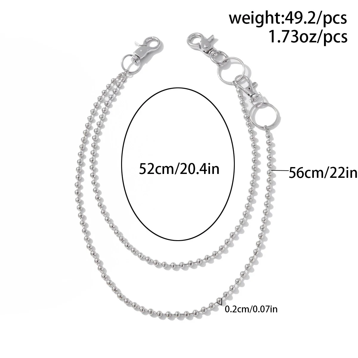 Men's Hiphop Metal Waist Chain With Double Circle Design - Image 6