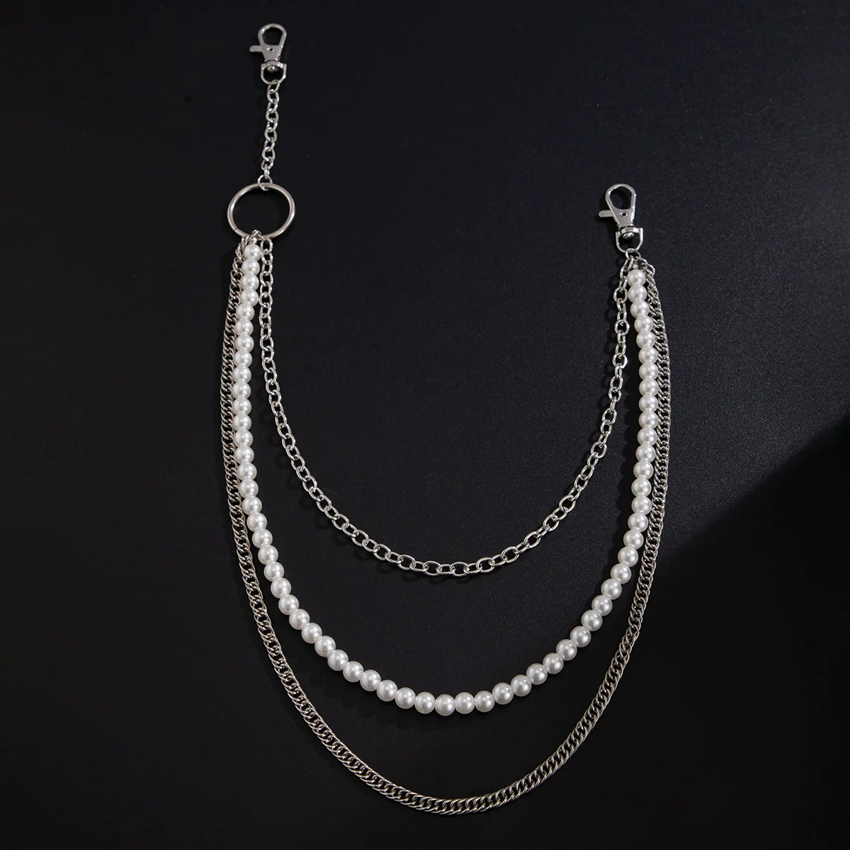 Men's Hiphop Niche Jeans Waist Chain Metal Pearl Stitching Cowboy Style High Street Accessories - Image 4