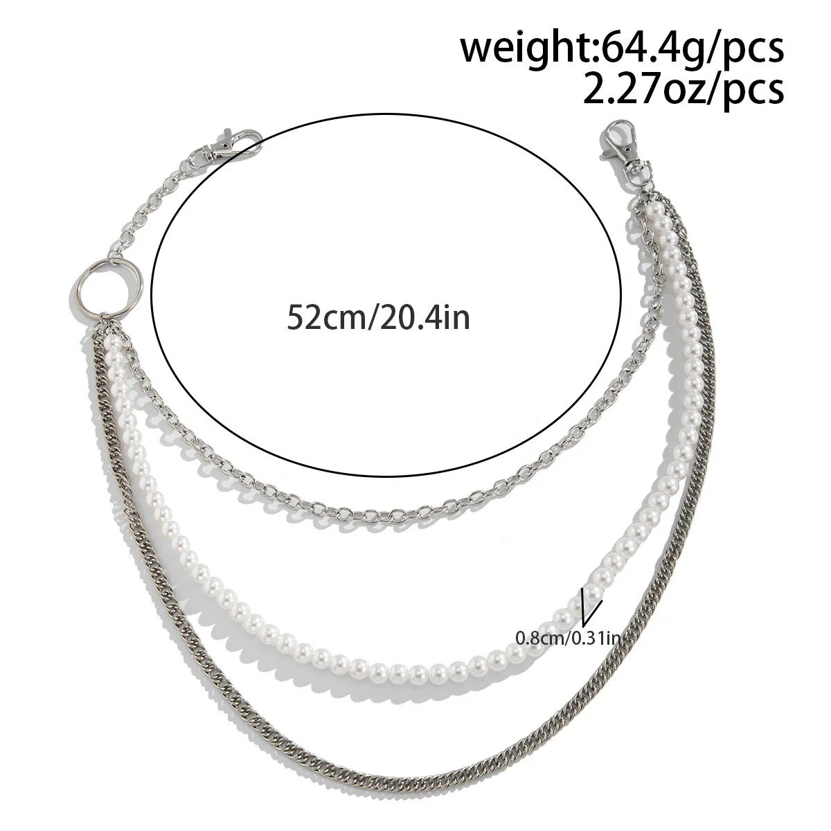 Men's Hiphop Niche Jeans Waist Chain Metal Pearl Stitching Cowboy Style High Street Accessories - Image 6