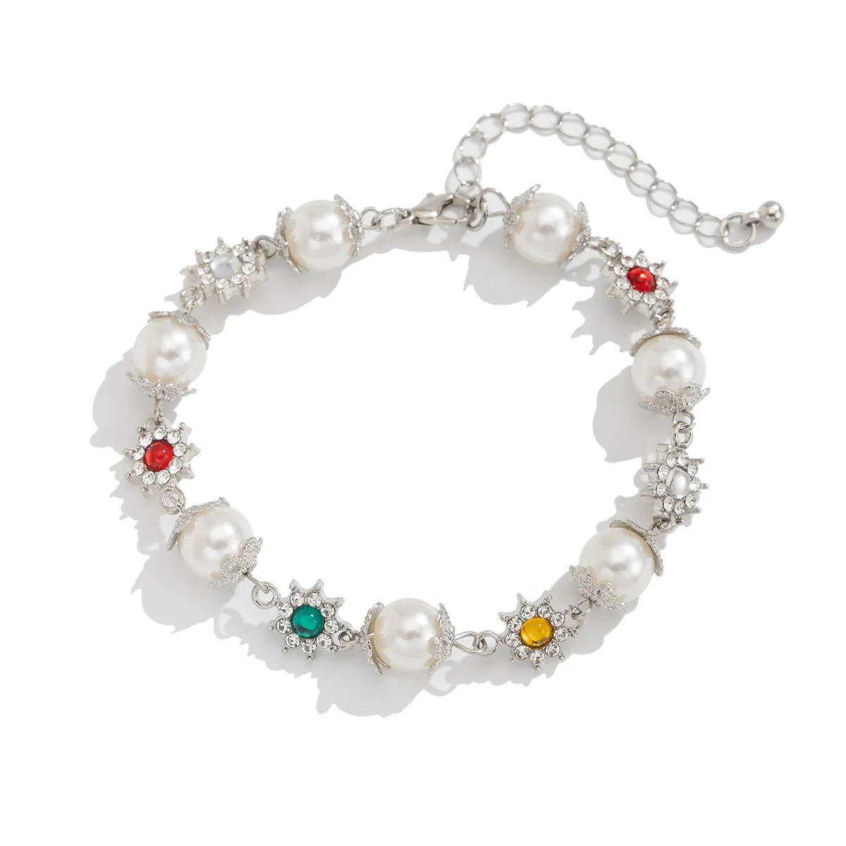 Men's Hiphop Style Alloy Handmade Flower Pearl Bracelet - Image 5