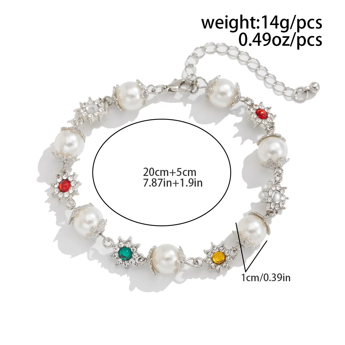 Men's Hiphop Style Alloy Handmade Flower Pearl Bracelet - Image 6