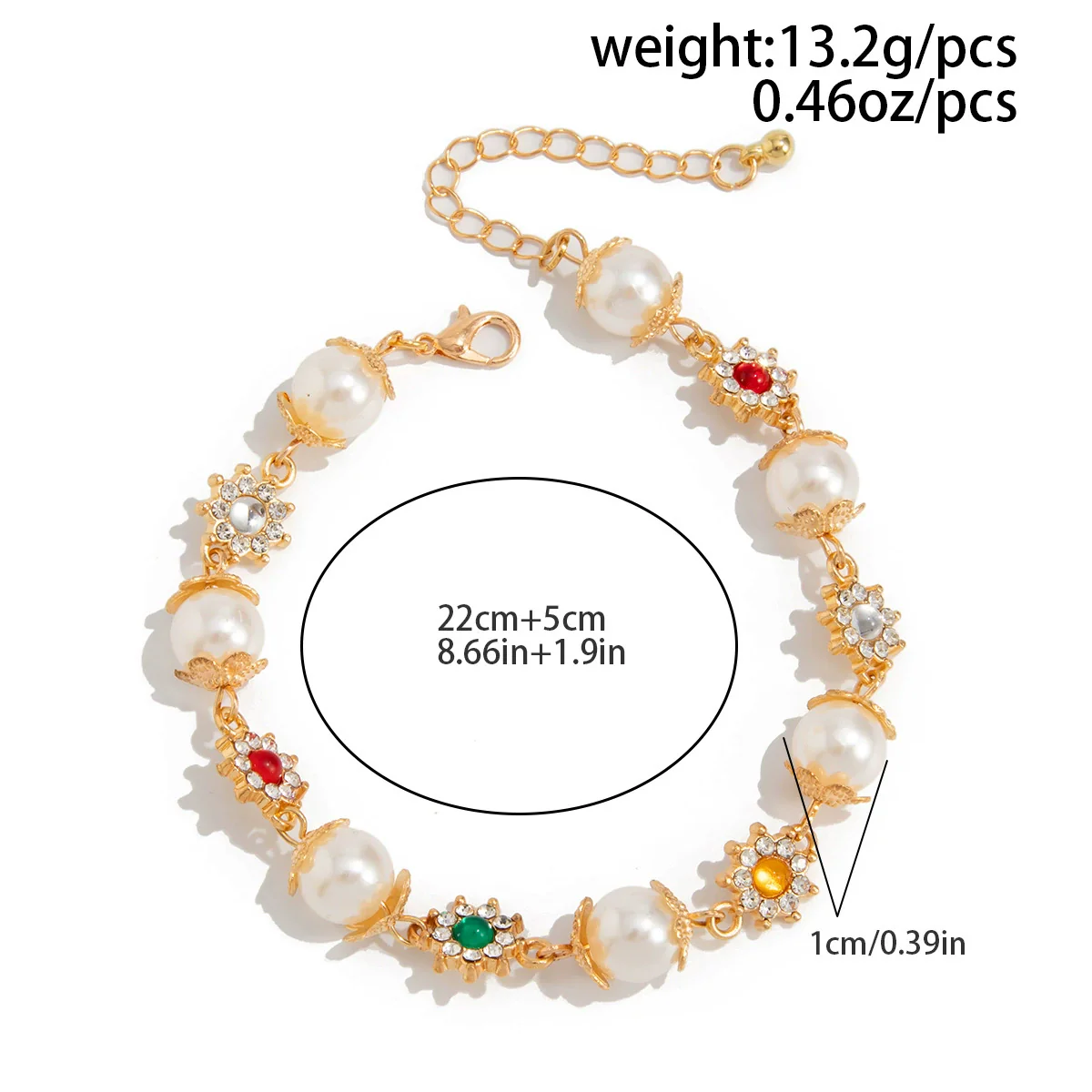 Men's Hiphop Style Alloy Handmade Flower Pearl Bracelet - Image 7