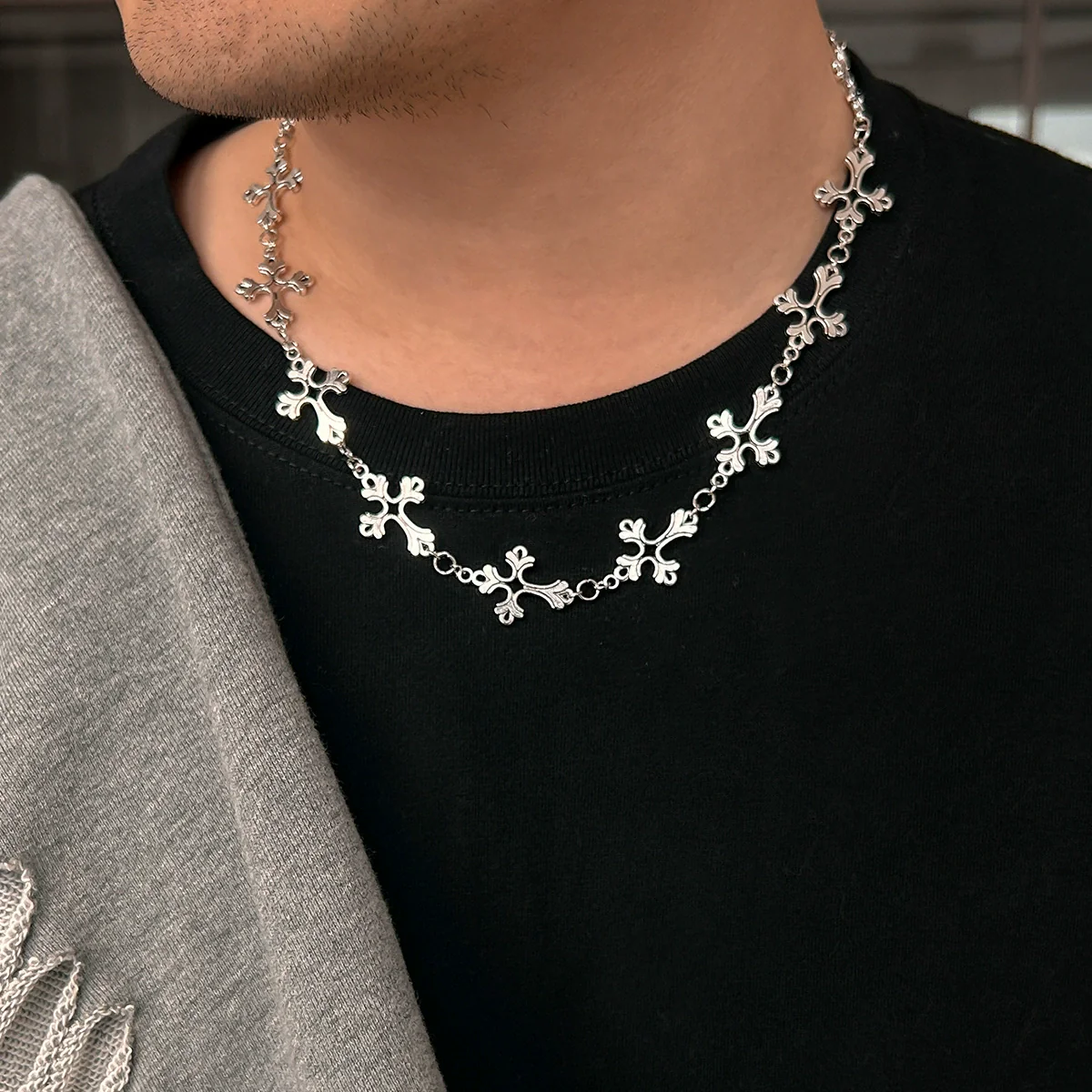 Men's Jewelry Alloy Geometric Cross Handmade Necklace - Image 2