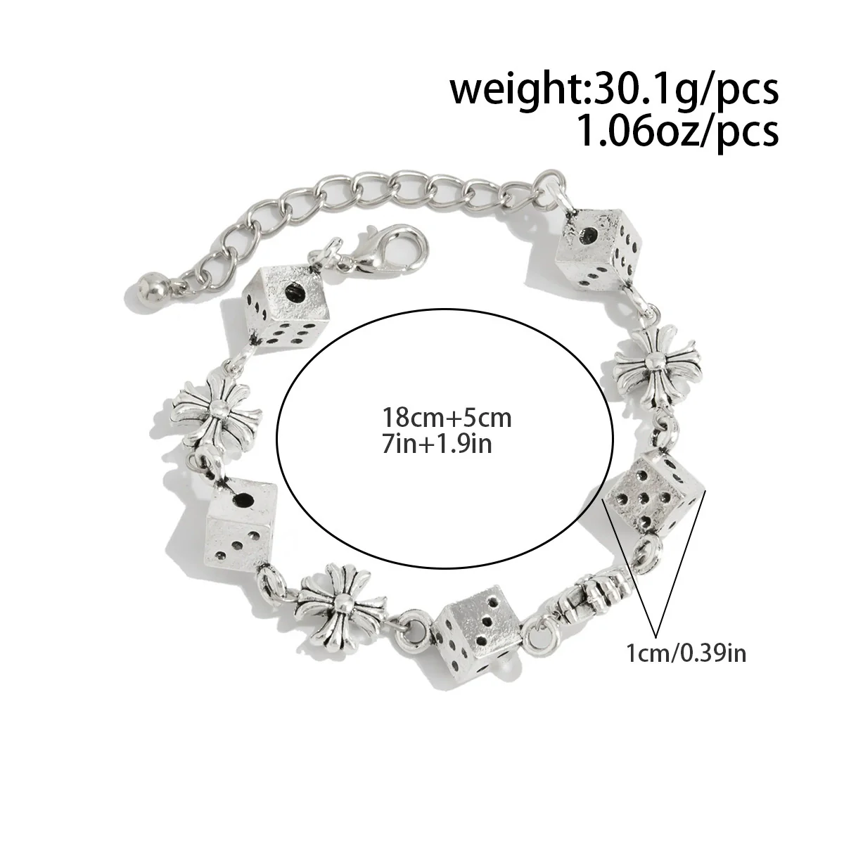 Men's Jewelry Alloy Geometric Handmade Dice Cross Stitching Necklace And Bracelet - Image 7