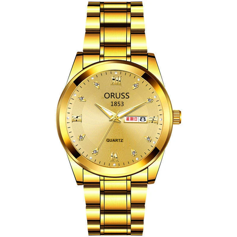 Men's Leisure Alloy Watch With Round Dial Mineral Strengthened Glass Mirror Single Folding Buckle Spiral Crown Fully Automatic Movement Double Calendar Luminous And Waterproof - Image 11