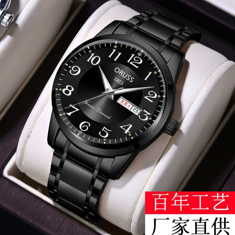 Men's Leisure Alloy Watch With Round Dial Mineral Strengthened Glass Mirror Single Folding Buckle Spiral Crown Fully Automatic Movement Double Calendar Luminous And Waterproof - Image 22
