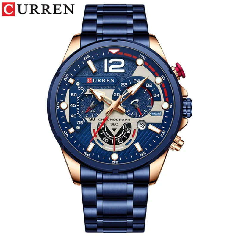 Men's Leisure Metal And Stainless Steel Band Round Dial Quartz Multifunctional Luminous Wristwatch - Image 5