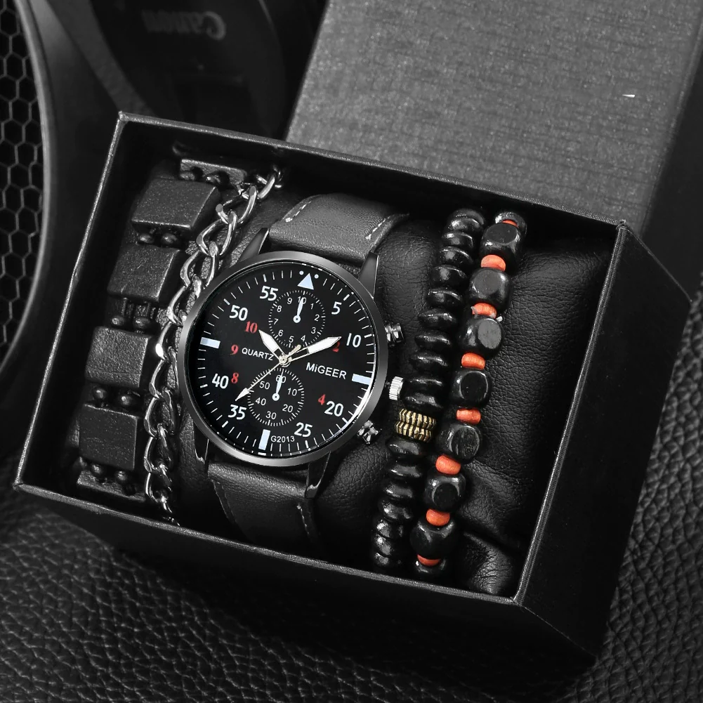 Men's Leisure Quartz Watch With Diecast Case Pu Strap And Round Dial - Image 4