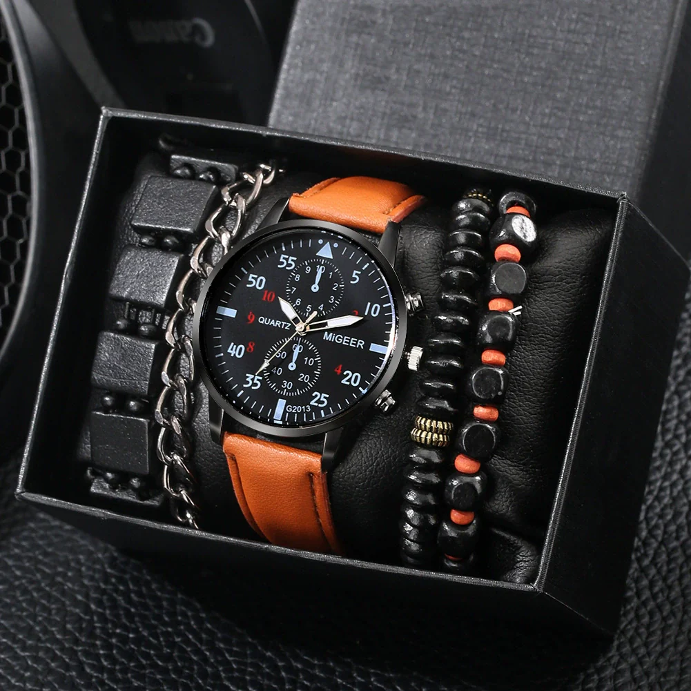 Men's Leisure Quartz Watch With Diecast Case Pu Strap And Round Dial - Image 6
