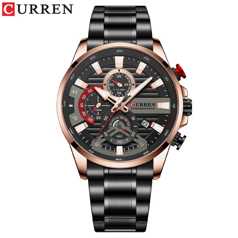 Men's Leisure Steel Band Quartz Multifunctional Round Dial Wristwatch - Image 7