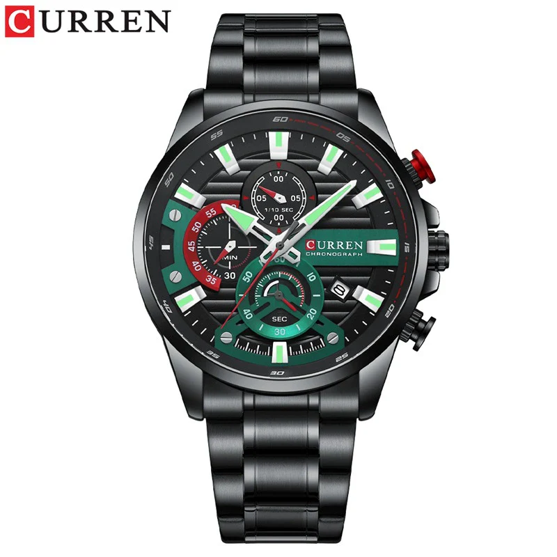 Men's Leisure Steel Band Quartz Multifunctional Round Dial Wristwatch - Image 8