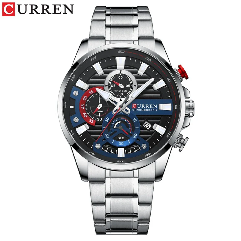 Men's Leisure Steel Band Quartz Multifunctional Round Dial Wristwatch - Image 9