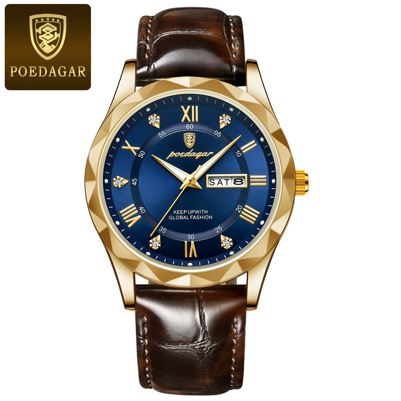 Men's Leisure Waterproof Quartz Watch With Alloy Case Genuine Leather Strap And Stainless Steel Buckle Round Dial - Image 2