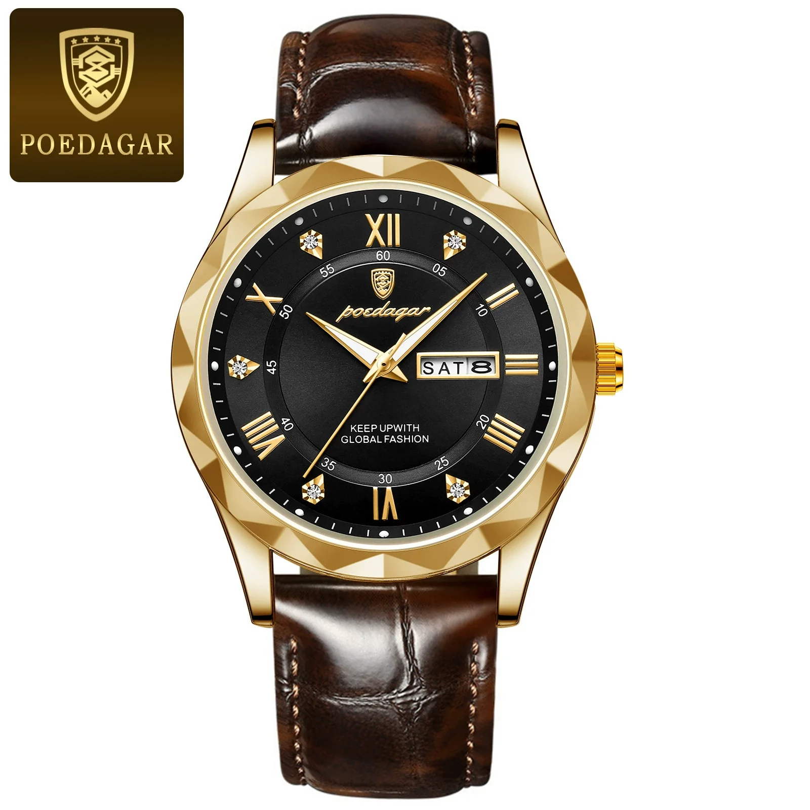Men's Luxury Business Style Quartz Watch With Alloy Case Genuine Leather Strap And Stainless Steel Buckle Round Dial And Mineral Reinforced Glass Mirror - Image 5