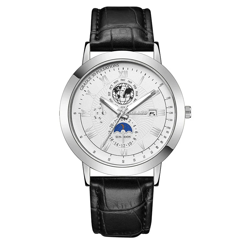 Men's Metal And Pu Quartz Watch With Round Dial Business Style - Image 11