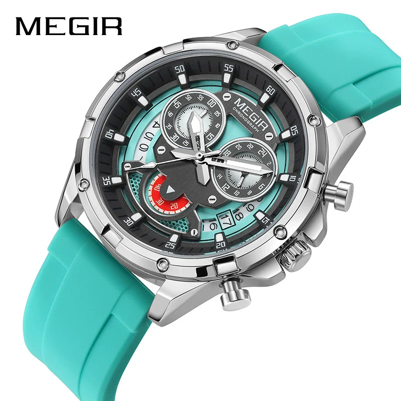 Men's Multifunction Luminous Calendar Watch Clown Style Alloy Case Silicone Strap