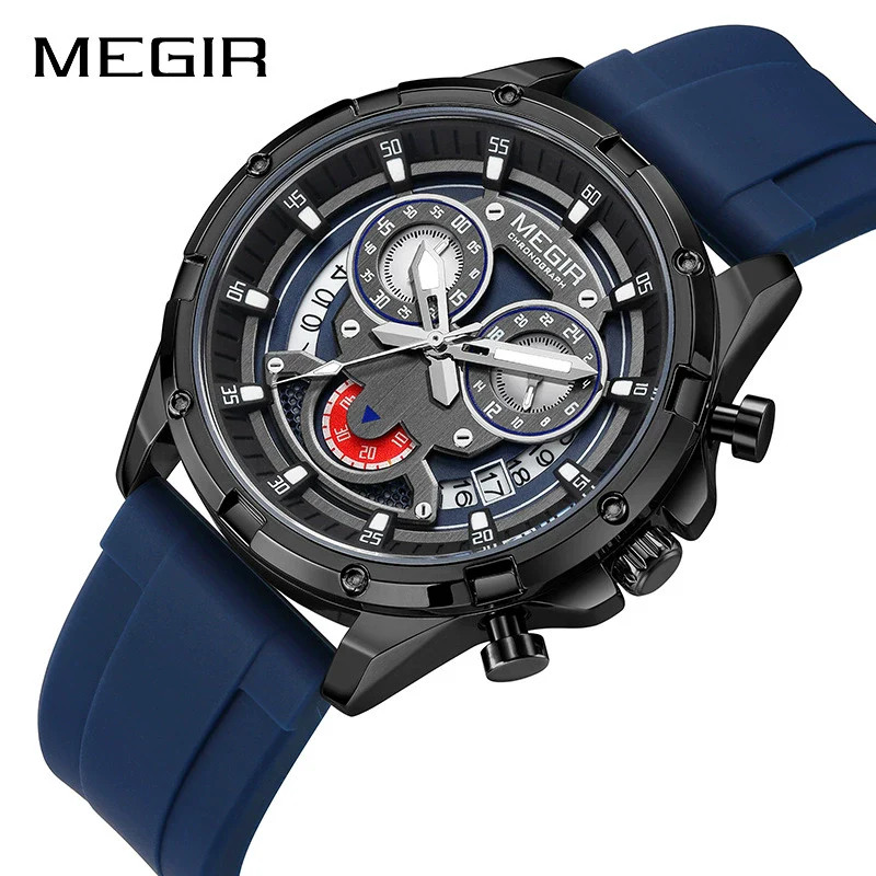 Men's Multifunction Luminous Calendar Watch Clown Style Alloy Case Silicone Strap - Image 3