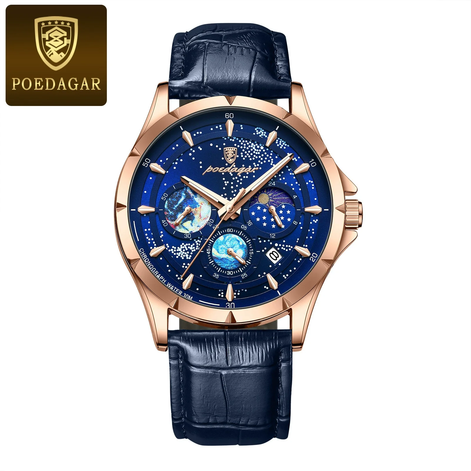 Men's Multifunction Quartz Watch Stainless Steel Strap Alloy Case Round Dial Leisure Style - Image 9