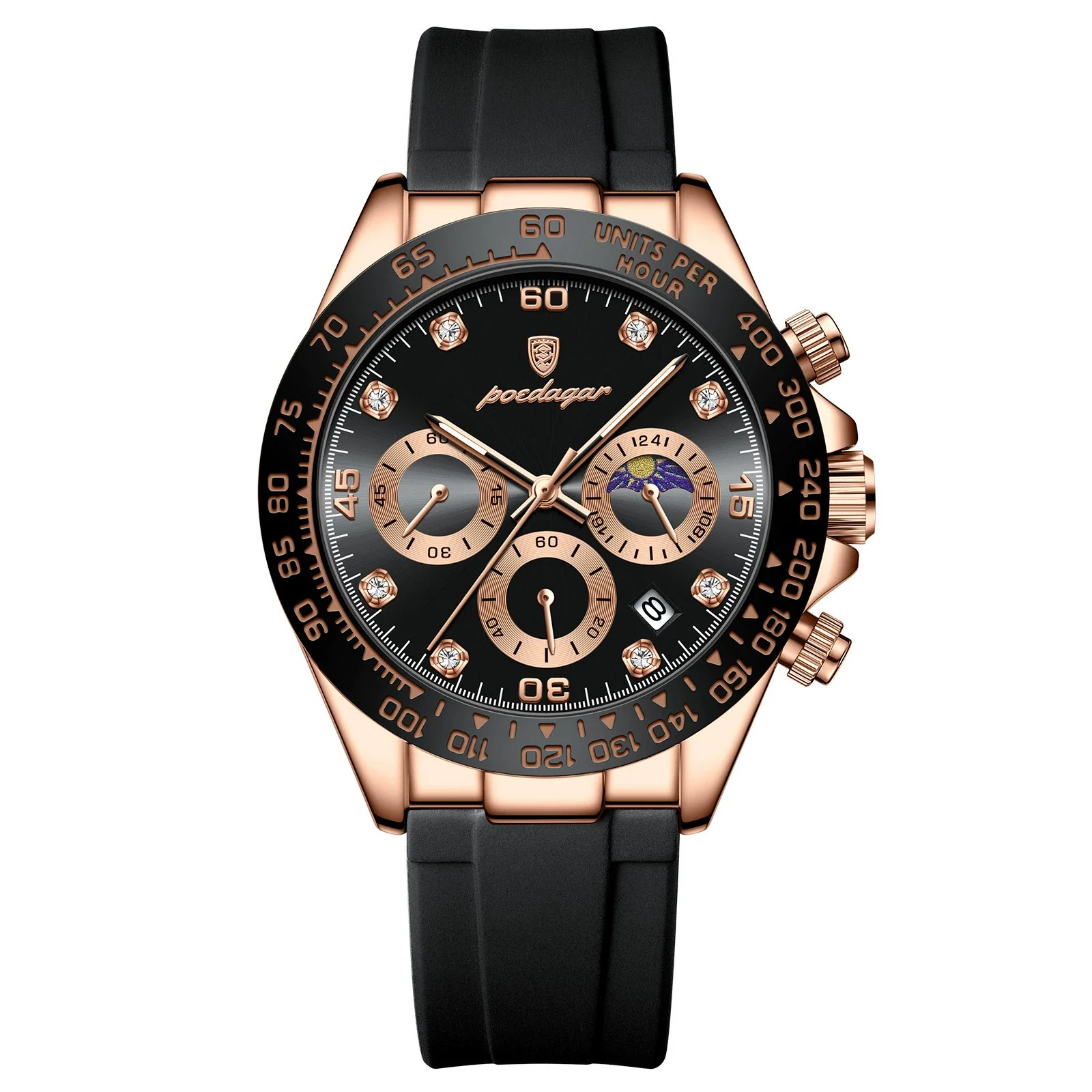 Men's Multifunctional Leisure Waterproof Quartz Watch Alloy Case Stainless Steel Strap Round Dial - Image 5