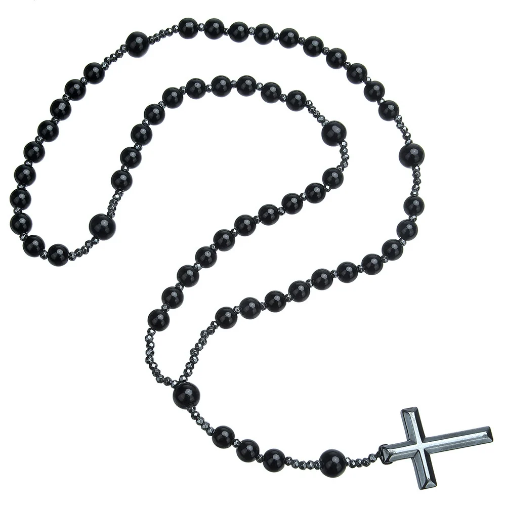 Men's Necklace Religious Cross Pendant Alloy Tiger Eye Stone Handmade Cotton Thread Jewelry - Image 5