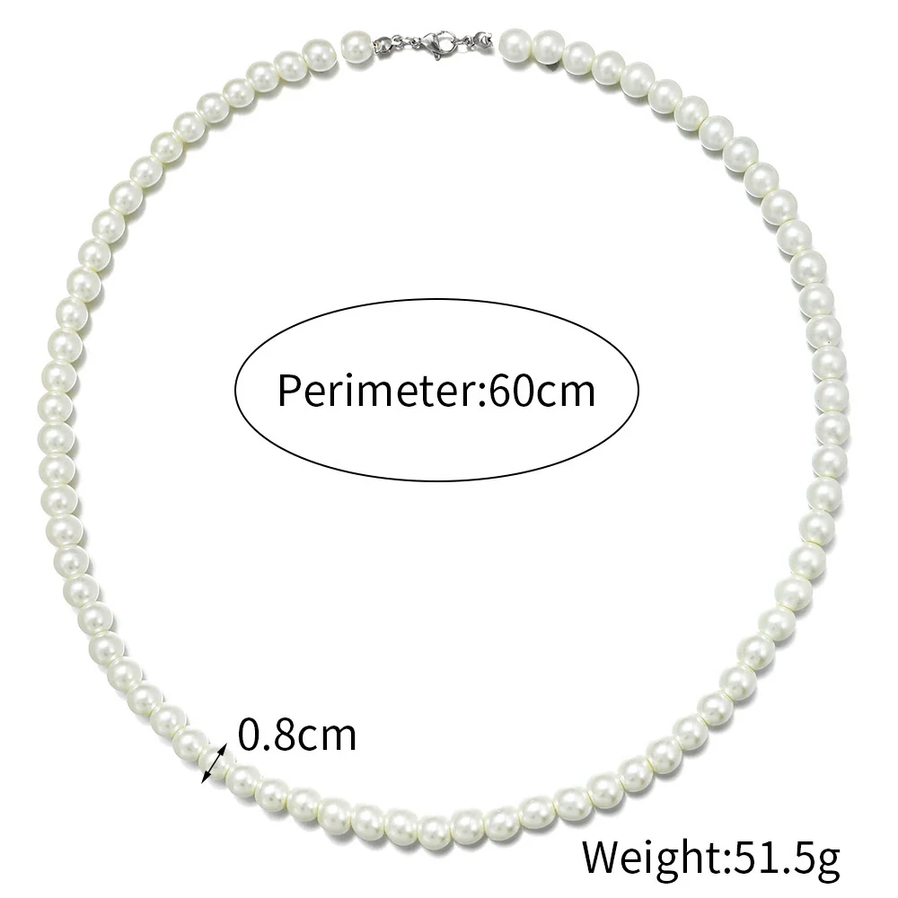 Men's Pearl O Chain Necklace With Geometric Style Handmade Alloy Pendant - Image 13