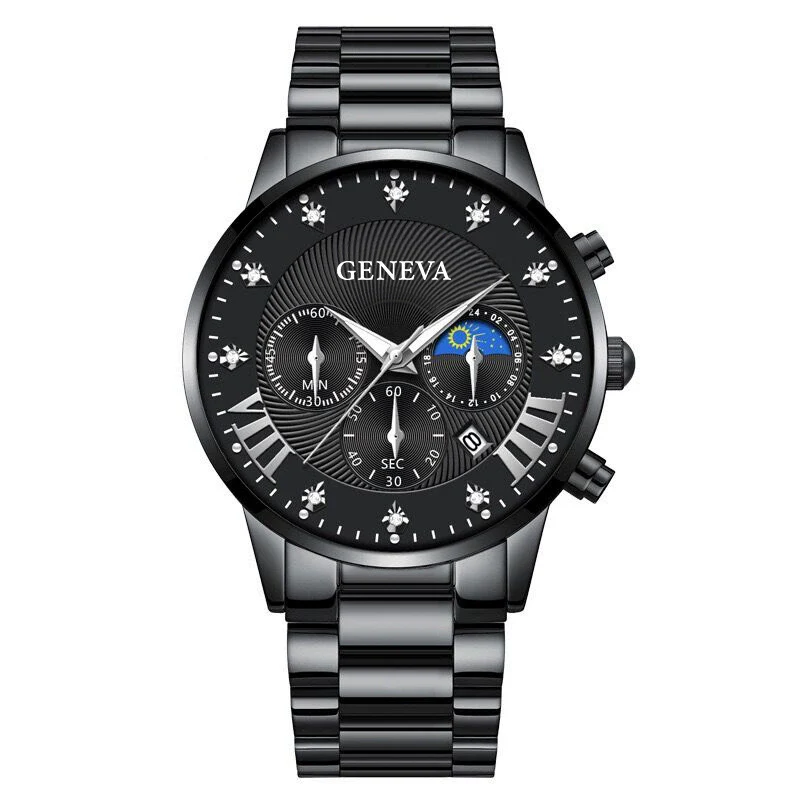 Men's Quartz Belt Watch Casual Business Style Alloy Strap Stainless Steel Buckle Round Dial - Image 5