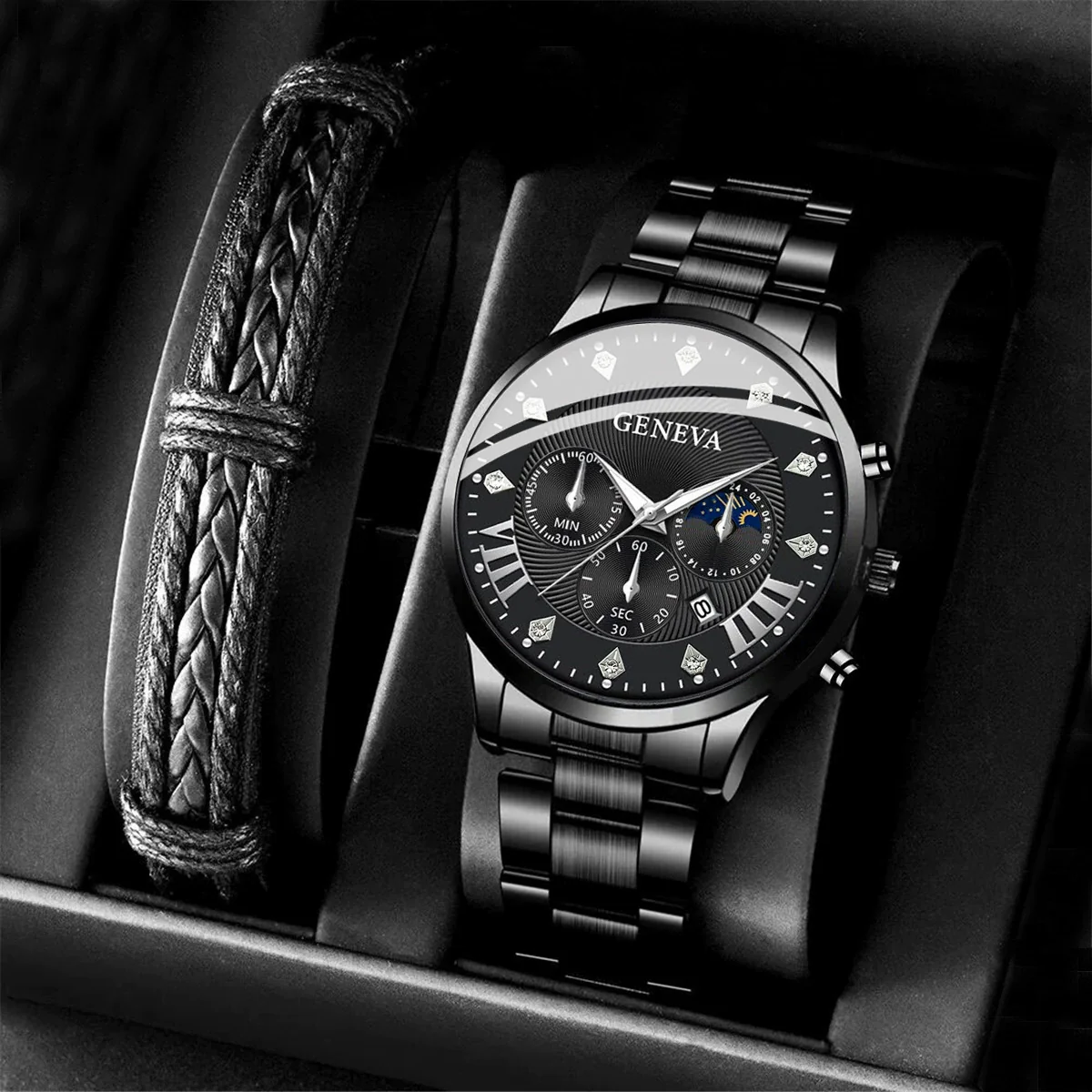 Men's Quartz Belt Watch Casual Business Style Alloy Strap Stainless Steel Buckle Round Dial - Image 7