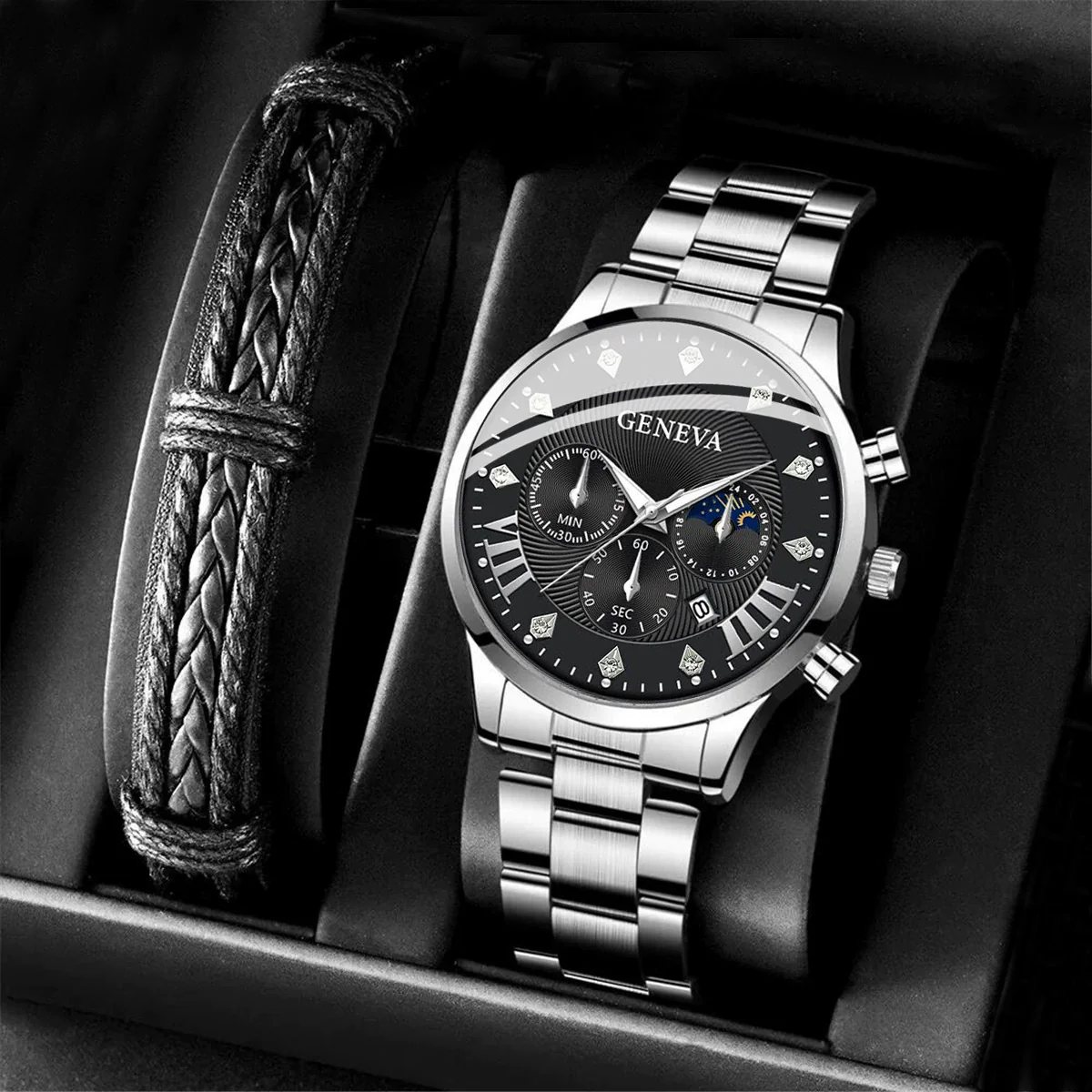 Men's Quartz Belt Watch Casual Business Style Alloy Strap Stainless Steel Buckle Round Dial - Image 8