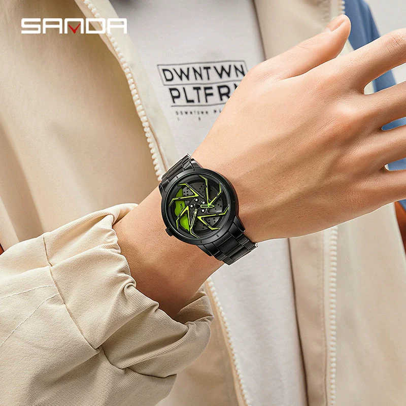 Men's Quartz Watch Alloy Case Mineral Strengthened Glass Mirror Steel Belt Round Dial Business Style