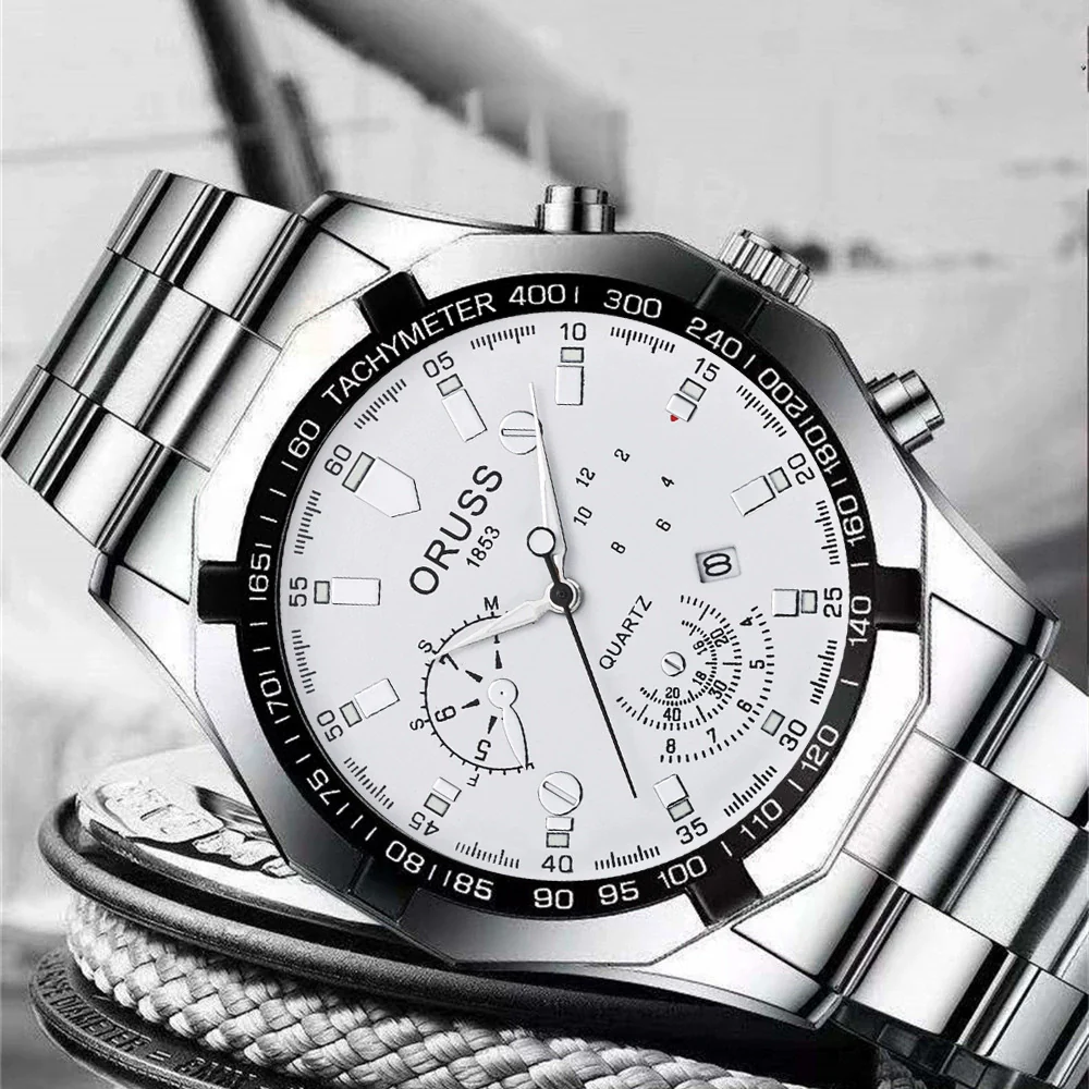 Men's Quartz Watch Alloy Case Round Dial Business Style Waterproof Luminous - Image 2
