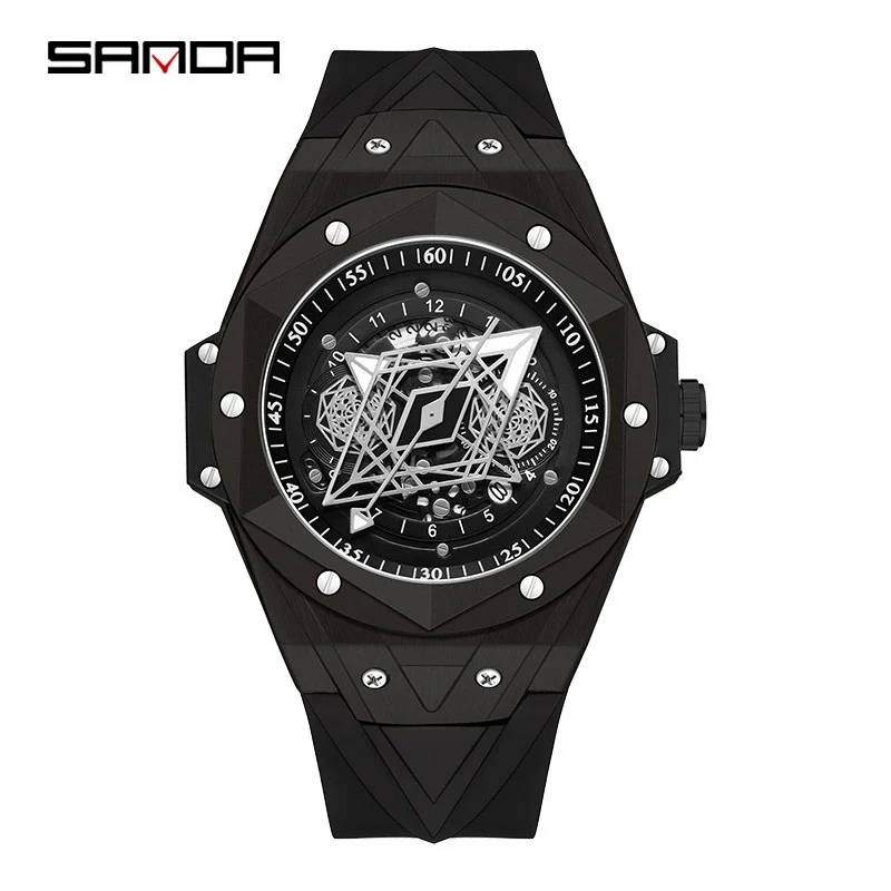 Men's Quartz Watch Alloy Case Silicone Strap Round Dial Printed Logo - Image 4