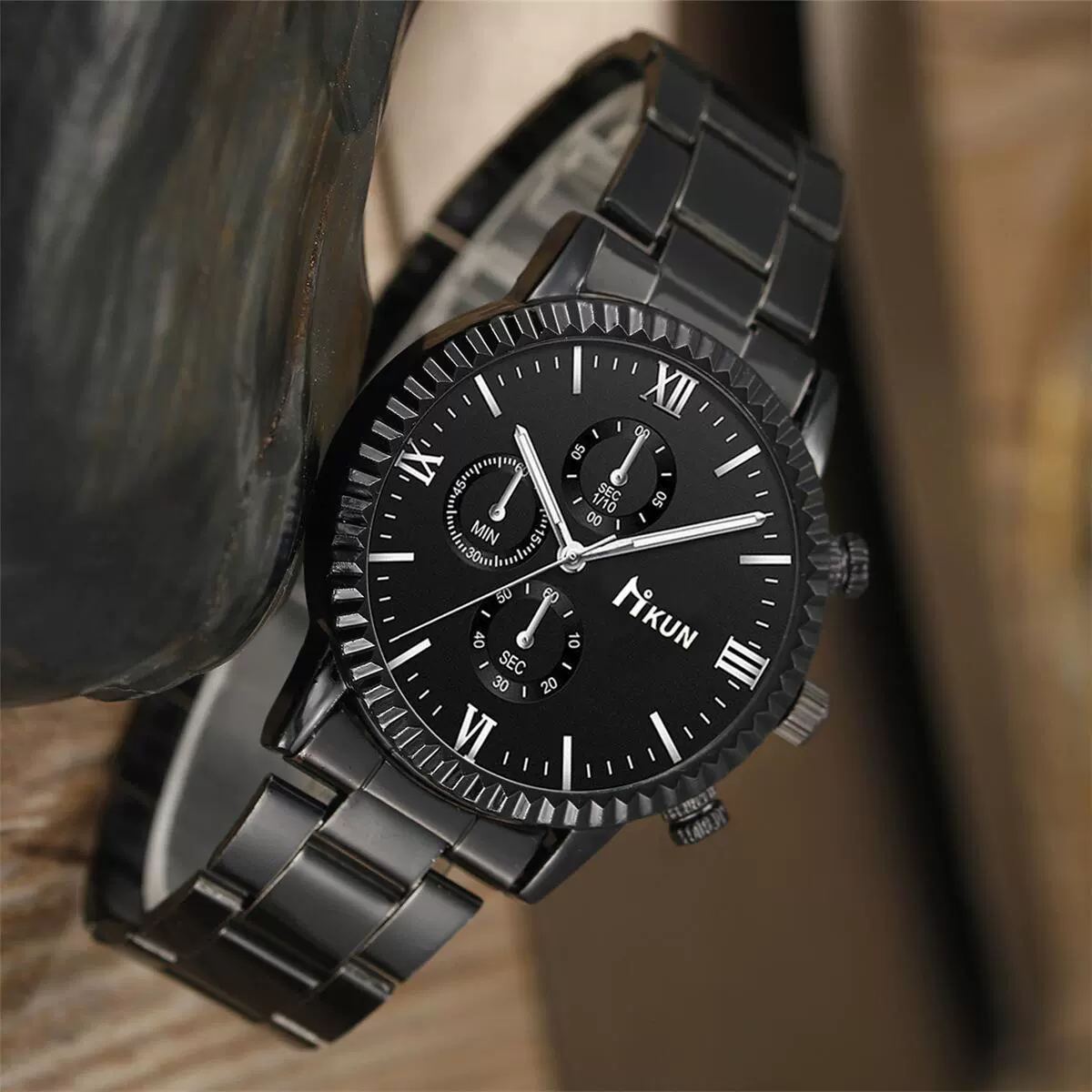 Men's Quartz Watch Alloy Case Stainless Steel Strap Round Dial Sporty Fashion Casual Bracelet Set - Image 6