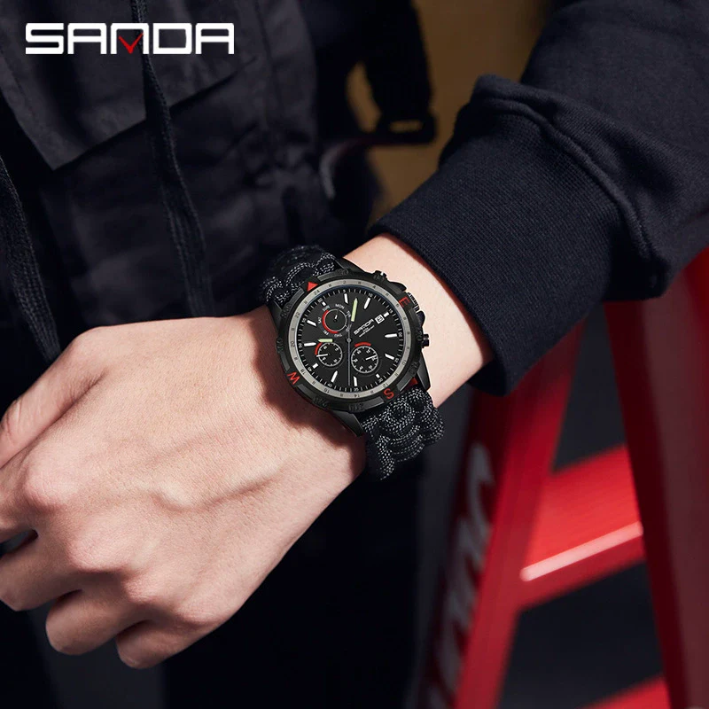 Men's Quartz Watch Zinc Alloy Outdoor Mountaineering Sports Detachable Woven Round Simple Style - Image 2