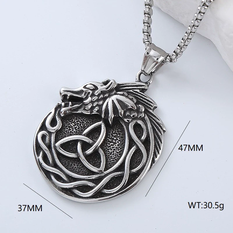 Men's Retro Punk Street Fashion Long Stainless Steel Necklace With Geometric Pattern And Polishing Treatment - Image 11