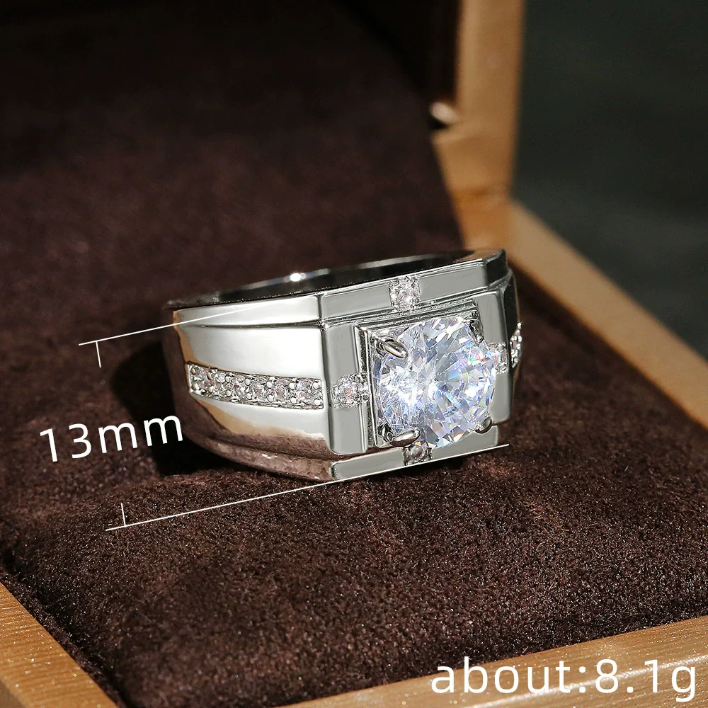 Men's Ring Copper Geometric Inlaid Zircon - Image 4