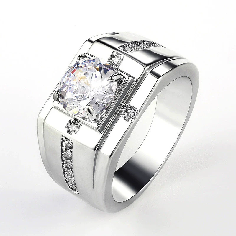 Men's Ring Copper Geometric Inlaid Zircon - Image 6