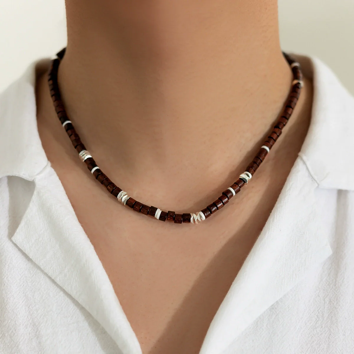 Men's Soft Pottery Beaded Handmade Necklace