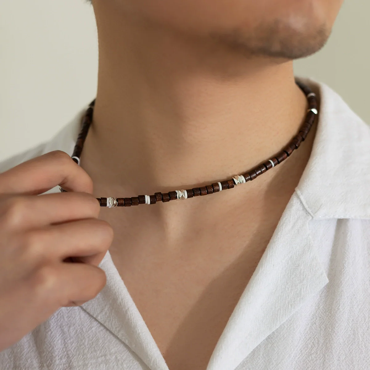 Men's Soft Pottery Beaded Handmade Necklace - Image 2
