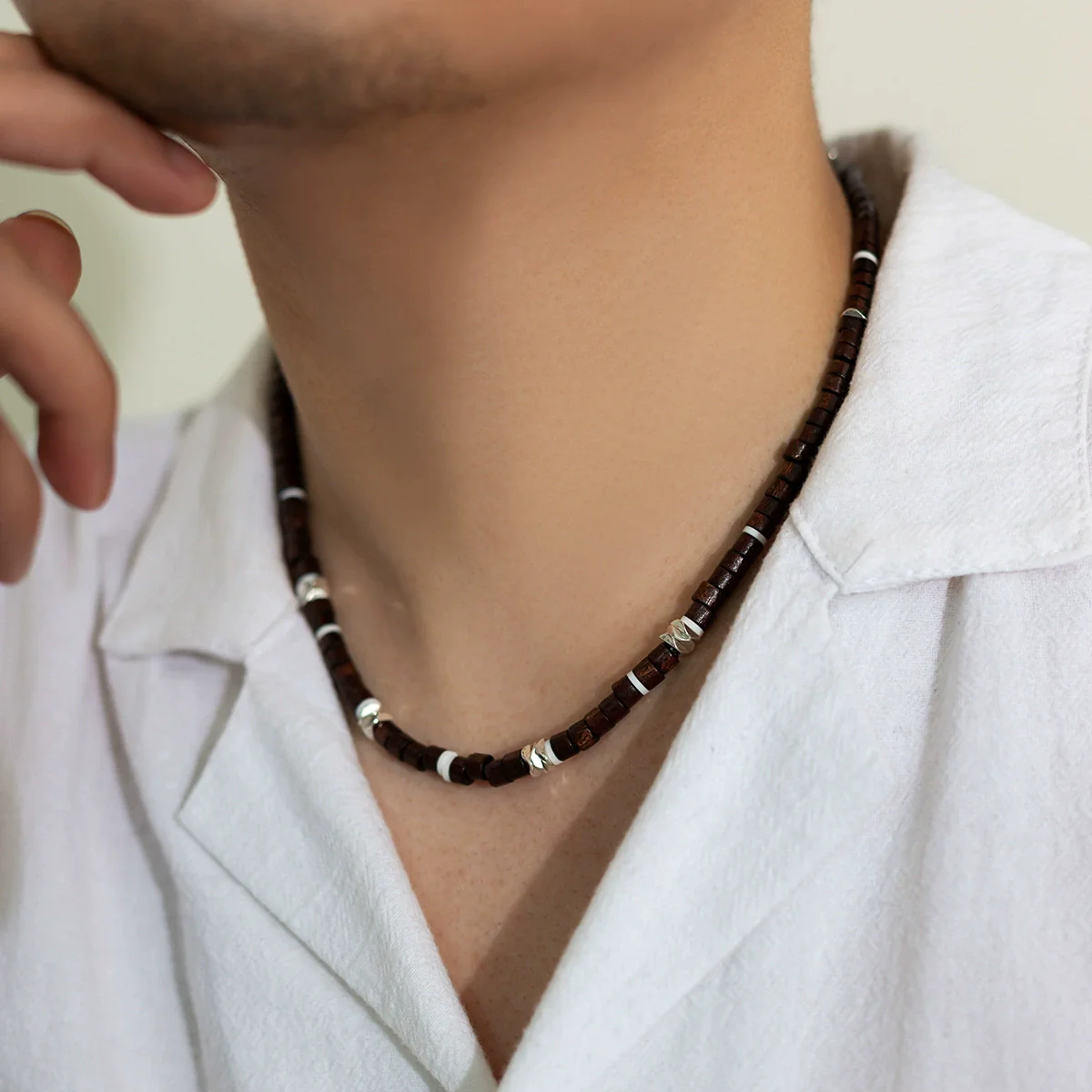 Men's Soft Pottery Beaded Handmade Necklace - Image 3