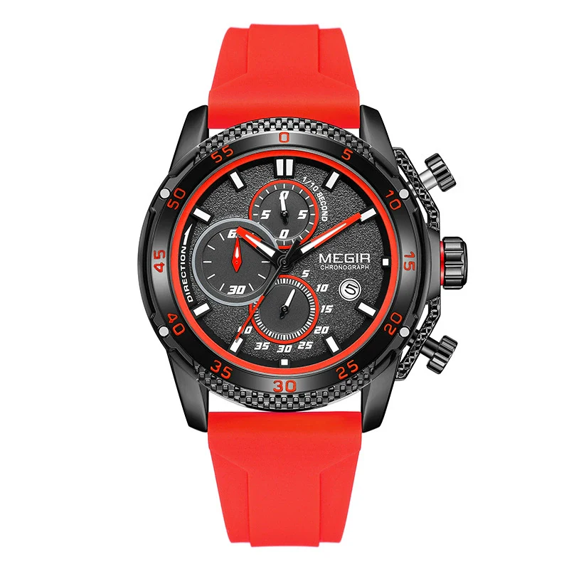 Men's Sports Alloy Case Silicone Strap Round Dial Waterproof Luminous Quartz Watch - Image 2