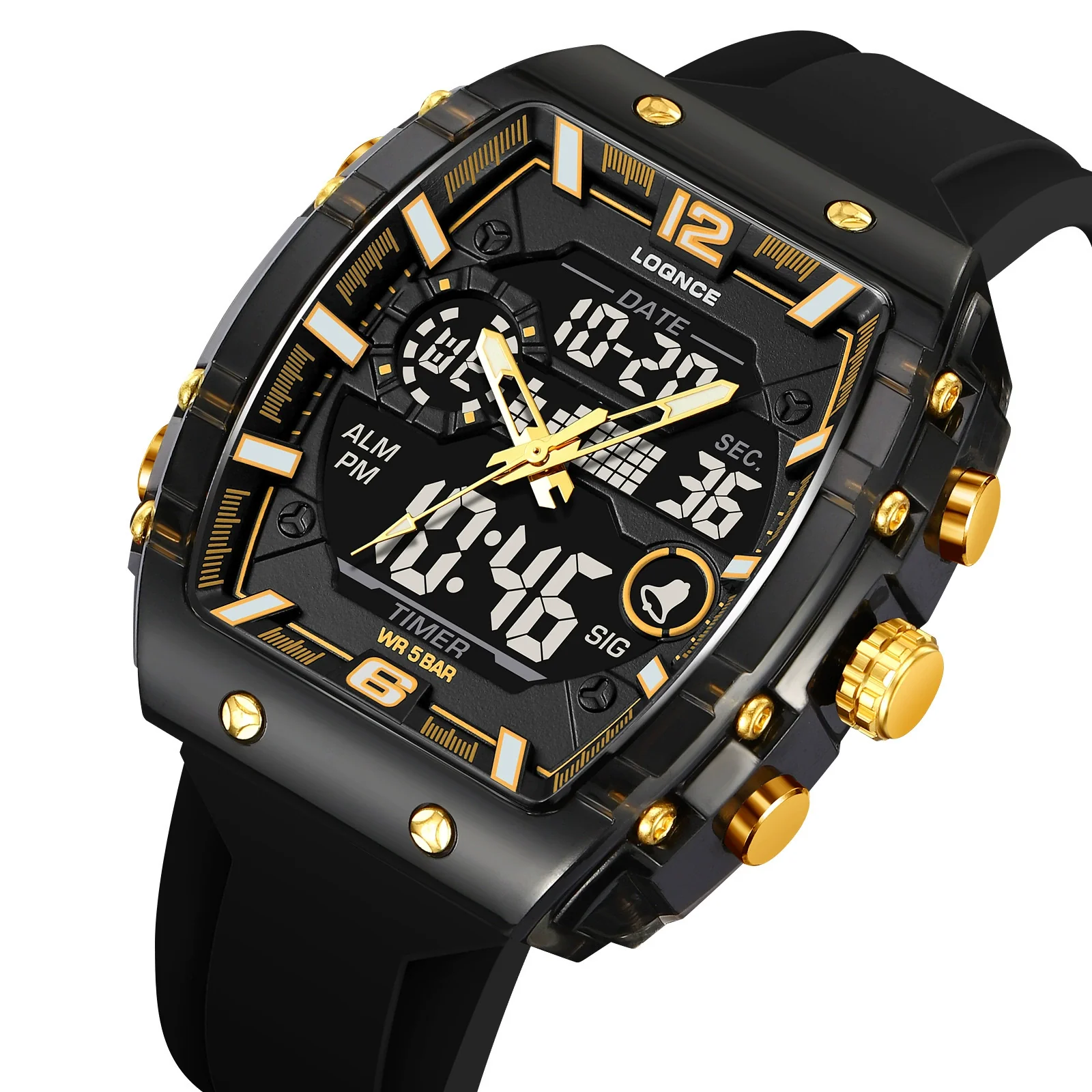 Men's Sports Digital Luminous Waterproof Watch With Plastic Case And Resin Mirror Round Dial - Image 2