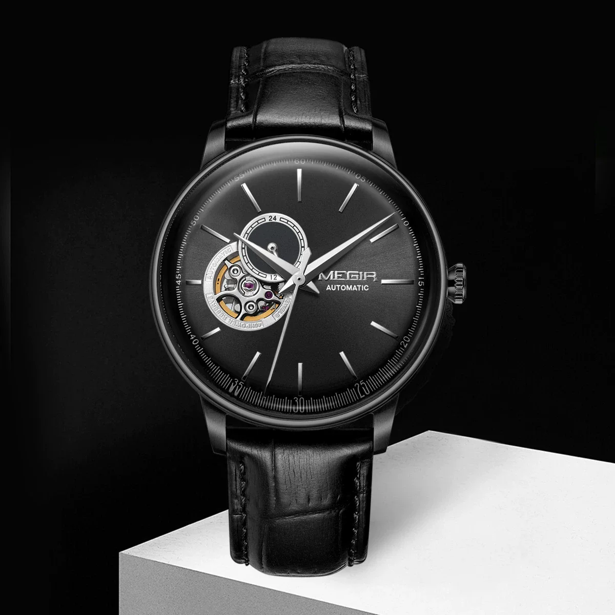 Men's Sports Mechanical Movement Watch Alloy Case Silicone Strap Round Dial Luminous Waterproof Business Style - Image 6